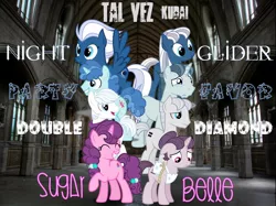 Size: 1400x1046 | Tagged: album cover, artist:1sweettooth, derpibooru import, double diamond, equal four, equalized, equalized mane, group shot, happy, irl, night glider, parody, party favor, photo, ponies in real life, sad, safe, sugar belle, vector