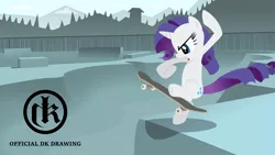 Size: 1920x1080 | Tagged: artist:mcflurrylazermuffin, derpibooru import, rarity, safe, skateboard, skateboarding, skate park, solo