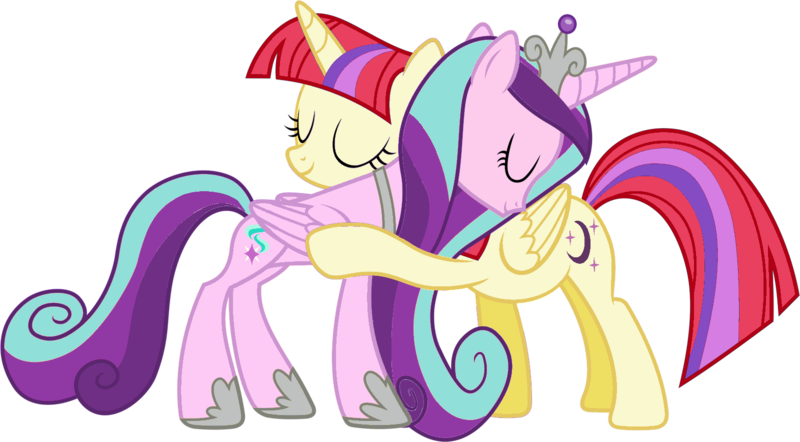 Size: 1600x883 | Tagged: safe, artist:wolfangelmoon, derpibooru import, moondancer, princess cadance, starlight glimmer, twilight sparkle, twilight sparkle (alicorn), alicorn, pony, alicornified, clothes, duo, eyes closed, female, hoof shoes, hug, jewelry, mare, moondancercorn, race swap, regalia, shoes, simple background, starlicorn, transparent background, xk-class end-of-the-world scenario