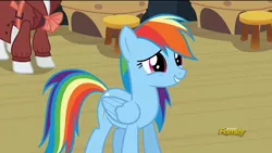 Size: 640x360 | Tagged: safe, derpibooru import, screencap, rainbow dash, rarity, pegasus, pony, unicorn, rarity investigates, cute, dashabetes, discovery family logo, female, mare