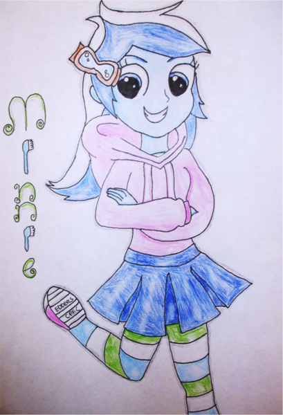 Size: 955x1402 | Tagged: safe, artist:blazingdazzlingdusk, derpibooru import, minuette, equestria girls, drawing, equestria girls-ified, solo, toothbrush, traditional art