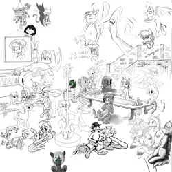 Size: 5800x5800 | Tagged: artist needed, suggestive, derpibooru import, apple bloom, bon bon, discord, fluttershy, lyra heartstrings, ms. harshwhinny, pinkie pie, queen chrysalis, rarity, sweetie drops, oc, bat pony, pony, absurd resolution, alcohol, astronaut, bar, batman, collaboration, flowey, frisk, gambling, graffiti, harley quinn, liquor, loader, monochrome, party, russian, scepter, speech bubble, stripper pole, suicide bomber, the joker, twilight scepter, undertale