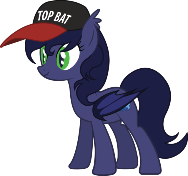 Size: 923x866 | Tagged: safe, artist:duskthebatpack, derpibooru import, oc, oc:halfmoon, unofficial characters only, bat pony, pony, green eyes, hat, simple background, solo, top bat, transparent background, vector