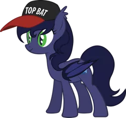 Size: 923x866 | Tagged: safe, artist:duskthebatpack, derpibooru import, oc, oc:halfmoon, unofficial characters only, bat pony, pony, green eyes, hat, simple background, solo, top bat, transparent background, vector