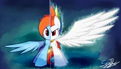 Size: 1280x731 | Tagged: artist:sheandog, commission, derpibooru import, rainbow dash, safe, solo, super rainbow dash, super saiyan, transformation