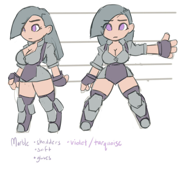 Size: 1046x1000 | Tagged: armor, armor skirt, artist:moronsonofboron, boots, breasts, busty marble pie, chibi, cleavage, clothes, cute, derpibooru import, development, dress, female, fingerless gloves, gloves, greaves, human, humanized, major miners, marble pie, proportion study, safe, skirt, solo