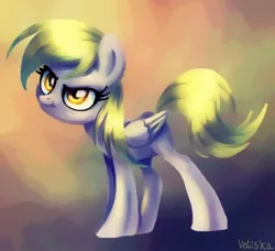 Size: 690x628 | Tagged: safe, artist:veliska, derpibooru import, derpy hooves, pegasus, pony, female, mare, solo