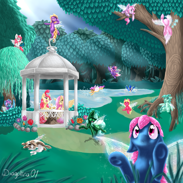 Size: 1024x1024 | Tagged: artist:dragolina01, brushable, derpibooru import, flutter pony, fluttershy, garden, safe