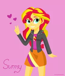 Size: 972x1131 | Tagged: safe, artist:a-r-i-a-1997, derpibooru import, sunset shimmer, equestria girls, cute, heart, looking at you, shimmerbetes, smiling, solo