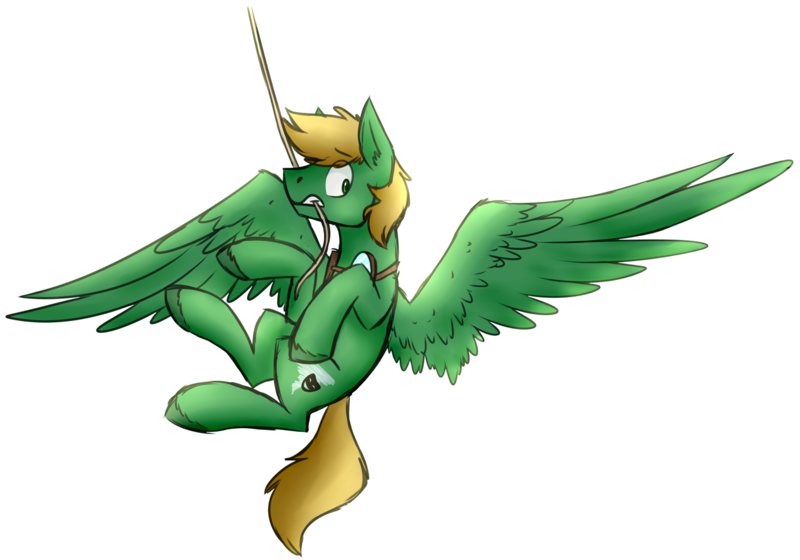 Size: 2166x1515 | Tagged: safe, artist:bluebrush09, deleted from derpibooru, derpibooru import, oc, oc:greenlight, unofficial characters only, pegasus, pony, solo, wings