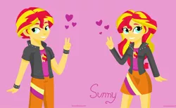 Size: 1730x1067 | Tagged: safe, artist:a-r-i-a-1997, derpibooru import, edit, sunset shimmer, equestria girls, binary shimmer, bishonen, collage, cute, duality, equestria guys, half r63 shipping, heart, looking at you, male, rule 63, self paradox, shimmerbetes, shipping, smiling, sunglare, sunset glare