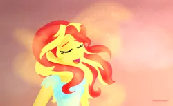 Size: 1024x631 | Tagged: safe, artist:a-r-i-a-1997, derpibooru import, sunset shimmer, equestria girls, friendship games, my past is not today, clothes, cute, magic, shimmerbetes, singing, solo, sunset phoenix, transformation