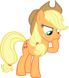 Size: 957x1077 | Tagged: applejack, artist:paragonaj, derpibooru import, hoof in mouth, hoofjack, safe, simple background, solo, transparent background