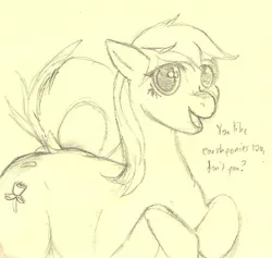 Size: 594x562 | Tagged: safe, artist:tacodeltaco, derpibooru import, roseluck, earth pony, pony, dialogue, looking at you, monochrome, traditional art