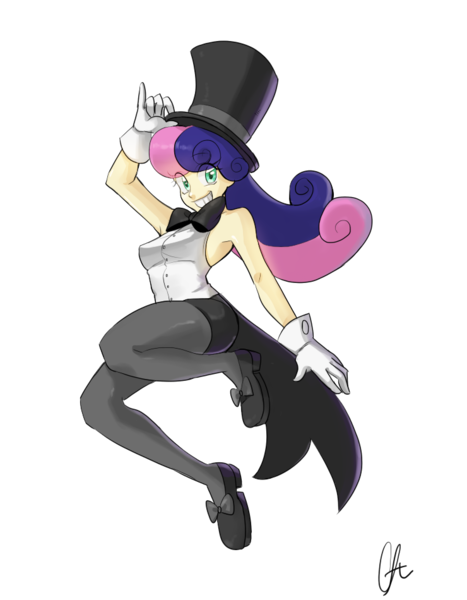 Size: 740x950 | Tagged: safe, artist:cofotory, derpibooru import, bon bon, sweetie drops, all's fair in love and friendship games, equestria girls, armpits, clothes, female, hat, pantyhose, pointed breasts, simple background, solo, top hat, transparent background