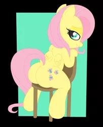 Size: 2280x2810 | Tagged: artist:an-tonio, artist:krazykari, chair, colored, color edit, derpibooru import, edit, female, flutterbutt, fluttershy, nudity, semi-anthro, solo, solo female, suggestive