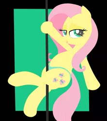 Size: 2300x2600 | Tagged: artist:an-tonio, artist:krazykari, belly button, clothes, colored, color edit, derpibooru import, edit, female, fluttershy, green underwear, panties, pole dancing, solo, solo female, suggestive, underwear