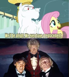 Size: 640x717 | Tagged: bulk biceps, derpibooru import, doctor who, exploitable meme, first doctor, fluttershy, jon pertwee, meme, patrick troughton, rainbow falls, replacement meme, safe, second doctor, third doctor, william hartnell