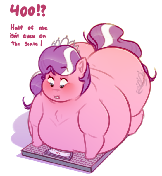 Size: 1164x1260 | Tagged: artist:secretgoombaman12345, ask chubby diamond, ass, belly, blushing, chubby cheeks, chubby diamond, derpibooru import, diamond buttiara, diamond tiara, fat, female, huge butt, impossibly large belly, impossibly large butt, large butt, morbidly obese, obese, plot, questionable, scale, solo, solo female