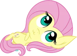 Size: 778x568 | Tagged: safe, artist:silverrainclouds, derpibooru import, fluttershy, pegasus, pony, :3, bellyrubs, chibi, cute, looking up, shyabetes, side, simple background, smiling, solo, transparent background, weapons-grade cute