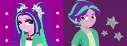 Size: 1664x607 | Tagged: safe, artist:a-r-i-a-1997, derpibooru import, edit, aria blaze, equestria girls, rainbow rocks, collage, duality, equestria guys, looking at each other, male, ouvertis grandioso, rule 63, self paradox, self ponidox, solo, unamused