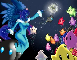 Size: 1900x1493 | Tagged: anthro, artist:the-unicorn-lord, clothes, cosplay, costume, crossover, derpibooru import, luma, princess luna, rosalina, safe, space, super mario bros., super mario galaxy