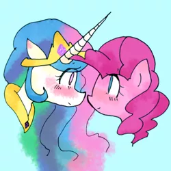 Size: 400x400 | Tagged: artist:monyamonya, derpibooru import, female, kissing, lesbian, pinkielestia, pinkie pie, princess celestia, safe, shipping