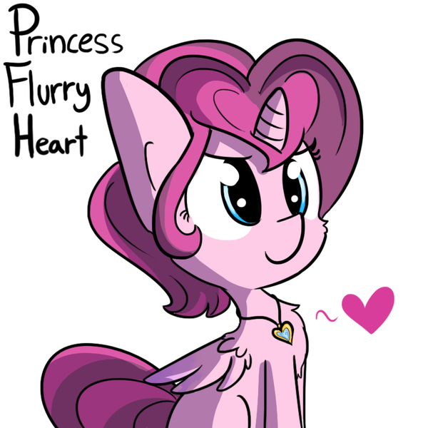 Size: 792x792 | Tagged: safe, artist:tjpones, derpibooru import, princess flurry heart, alicorn, pony, cute, guess, headcanon, heart, not pinkie pie, offspring, parent:princess cadance, parent:shining armor, parents:shiningcadance, simple background, solo, speculation, tjpones is trying to murder us, white background