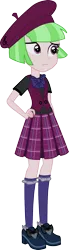 Size: 553x2001 | Tagged: safe, artist:perplexedpegasus, derpibooru import, drama letter, watermelody, equestria girls, background human, beret, clothes, clothes swap, crystal prep academy, crystal prep academy uniform, green hair, hat, image, pink skin, png, purple eyes, school uniform, short sleeves, simple background, solo, transparent background