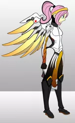 Size: 1024x1684 | Tagged: angel, artist:shadyhorseman, crossover, cure, derpibooru import, fluttershy, healer, human, humanized, mercy, mercyshy, overwatch, parody, safe, solo, winged humanization