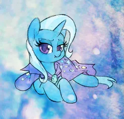 Size: 555x530 | Tagged: safe, artist:dawnfire, derpibooru import, trixie, pony, unicorn, :t, colored pupils, cute, diatrixes, female, lidded eyes, looking at you, lying down, mare, prone, solo
