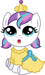 Size: 500x832 | Tagged: safe, artist:cloudyglow, derpibooru import, princess flurry heart, pony, spoiler:s06, clothes, dress, guess, headcanon, hilarious in hindsight, offspring, parent:princess cadance, parent:shining armor, parents:shiningcadance, simple background, solo, speculation, transparent background