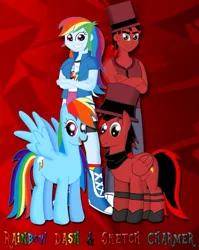 Size: 797x1003 | Tagged: safe, artist:cyber-murph, derpibooru import, rainbow dash, oc, oc:toonkriticy2k, equestria girls, edgy, humanized oc, red and black oc