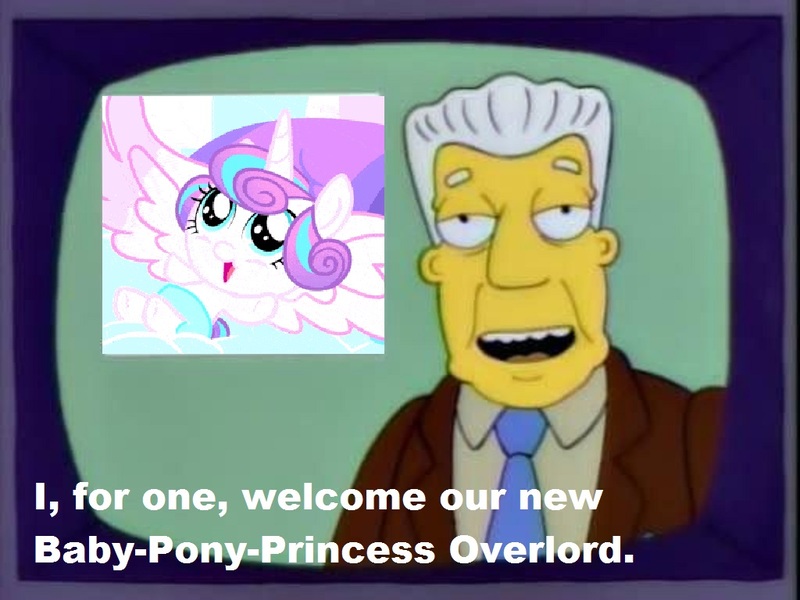 Size: 1024x768 | Tagged: safe, derpibooru import, princess flurry heart, pony, spoiler:s06, baby, baby pony, diaper, kent brockman, the simpsons