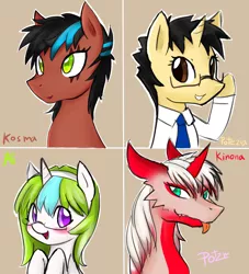 Size: 3000x3300 | Tagged: artist:potzm, blushing, derpibooru import, glasses, lucretiar tribe, non-mlp oc, oc, oc:ai, oc:aiden, oc:kos, oc:kosma, oc:potemkinz, oc:potezia, rule 63, safe, unofficial characters only