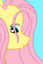 Size: 1417x2116 | Tagged: safe, artist:stardust2755, derpibooru import, fluttershy, pegasus, pony, flower, flower in hair, looking away, looking down, portrait, profile, simple background, solo, stray strand