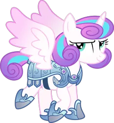 Size: 3560x3823 | Tagged: dead source, safe, artist:xebck, derpibooru import, princess flurry heart, alicorn, pony, armor, crystal guard armor, female, flurry heart pearl of battle, looking at you, mare, older, older flurry heart, simple background, smiling, solo, transparent background, vector