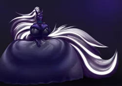 Size: 1111x785 | Tagged: suggestive, artist:latex, derpibooru import, nightmare rarity, anthro, big breasts, breasts, busty nightmare rarity, clothes, dress, female, giantess, gown, grope, hoers, horn, huge breasts, huge mane, huge tail, impossibly large breasts, inflatable, inflatable anthro mare, inflation, latex, latex skin, long ears, macro, mane, necklace, rubber, rubberquestria, self grope, shiny, solo, story included, tail
