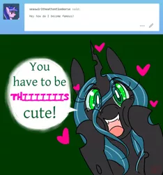 Size: 1000x1070 | Tagged: artist:ryuredwings, ask, cute, cutealis, derpibooru import, filly queen chrysalis, heart, queen chrysalis, safe, solo, tumblr