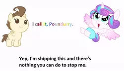 Size: 753x434 | Tagged: safe, artist:xebck, derpibooru import, pound cake, princess flurry heart, alicorn, pegasus, pony, spoiler:s06, baby, baby pony, crack shipping, female, male, poundflurry, shipping, straight, that was fast