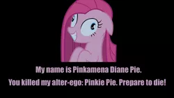 Size: 1600x900 | Tagged: derpibooru import, inigo montoya, my name is inigo montoya, pinkamena diane pie, pinkie pie, prepare to die, reference, safe, the princess bride, you killed my father