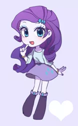 Size: 500x800 | Tagged: safe, artist:kona1025, derpibooru import, rarity, equestria girls, blushing, chibi, clothes, cute, female, heart, nail polish, open mouth, pixiv, raribetes, simple background, skirt, solo