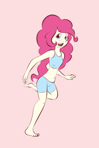 Size: 600x900 | Tagged: artist:samofbob, barefoot, belly button, clothes, derpibooru import, feet, human, humanized, midriff, pinkie pie, safe, solo, tanktop