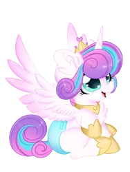 Size: 3000x4000 | Tagged: safe, artist:silent-shadow-wolf, derpibooru import, princess flurry heart, alicorn, pony, spoiler:s06, baby, baby alicorn, baby flurry heart, baby pony, crown, diaper, female, filly, foal, jewelry, light pink diaper, regalia, simple background, solo, transparent background