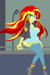 Size: 646x968 | Tagged: suggestive, artist:terry, derpibooru import, sunset shimmer, equestria girls, breasts, busty sunset shimmer, cleavage, female, food, ice cream, popsicle, sea salt ice cream, solo, solo female