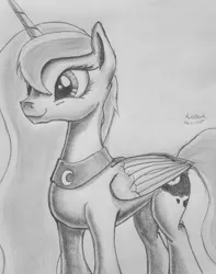 Size: 1667x2117 | Tagged: artist:aurelleah, cute, derpibooru import, happy, monochrome, pencil, pencil drawing, princess luna, safe, shading, simple, solo, traditional art