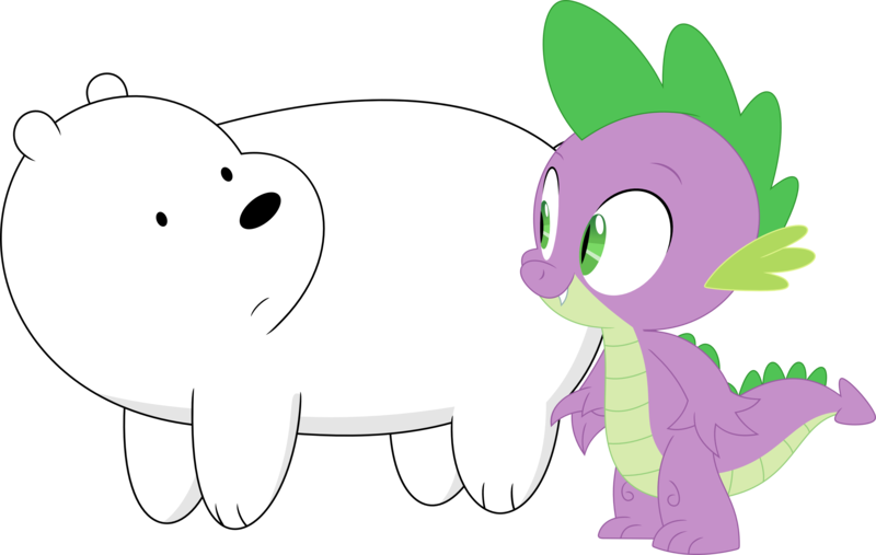 Size: 3585x2272 | Tagged: artist:porygon2z, crossover, derpibooru import, ice bear, safe, simple background, spike, transparent background, vector, we bare bears