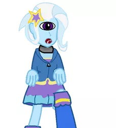 Size: 509x559 | Tagged: safe, derpibooru import, trixie, cyclops, equestria girls, abomination, love me, simple background, wat, white background