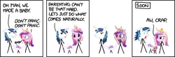 Size: 650x214 | Tagged: baby, comic, crystal sisters, derpibooru import, implied sex, princess cadance, princess flurry heart, princess skyla, safe, shining armor, spoiler:s06, xkcd