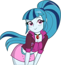 Size: 1413x1511 | Tagged: safe, artist:negasun, artist:rileyav, derpibooru import, edit, sonata dusk, equestria girls, belly button, cleavage, clothes, cute, female, midriff, miniskirt, ponytail, simple background, skirt, solo, sonatabetes, transparent background, vector